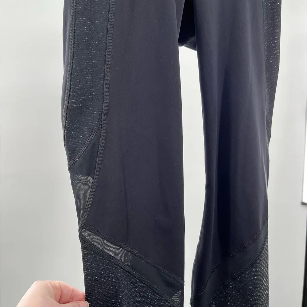 All in Motion Leggings Sparkly Contour Power Mesh Cut Outs Ventilating Black Me…